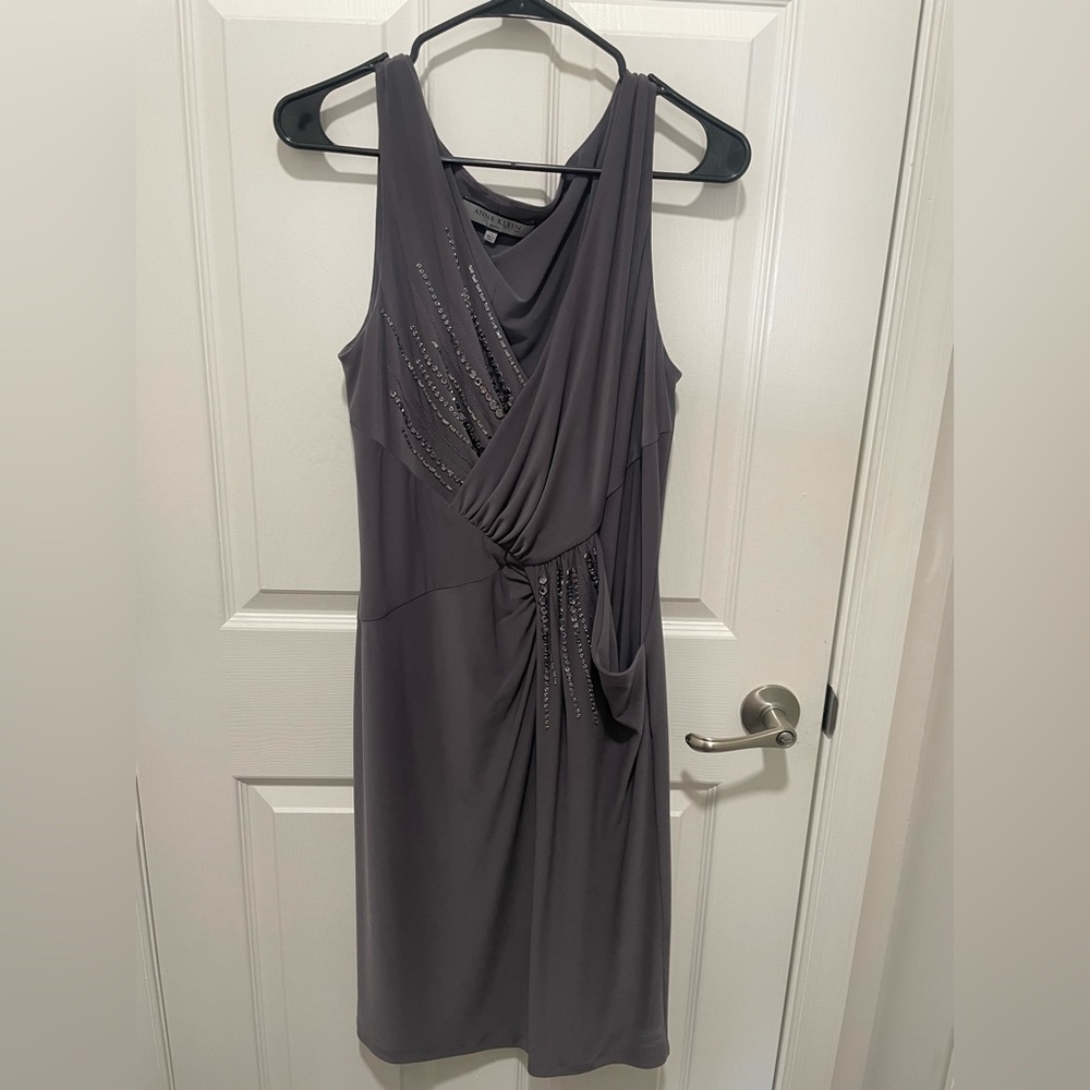 Anne Klein Gray Beaded Sheath dress